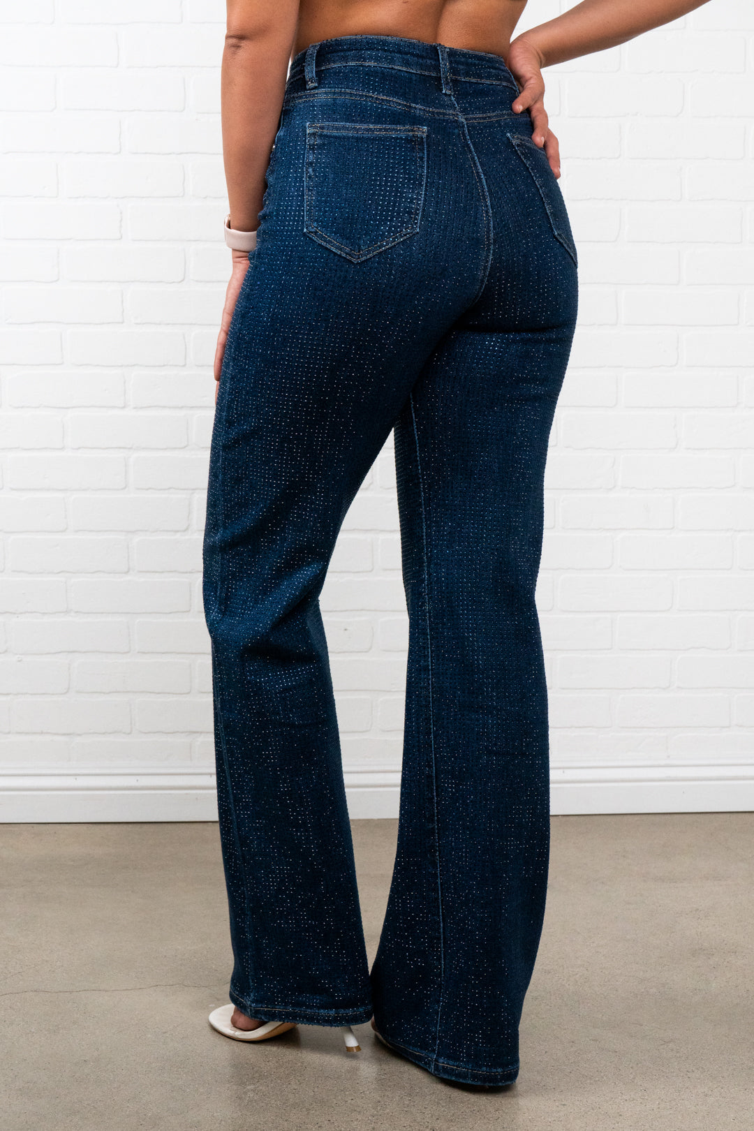 Adaline Rhinestone Straight JEANS – Sparkly High Waisted Denim