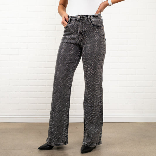 Joy Rhinestone  Straight  JEANS – Sparkly High Waisted Denim, Boho Western Style Holidays