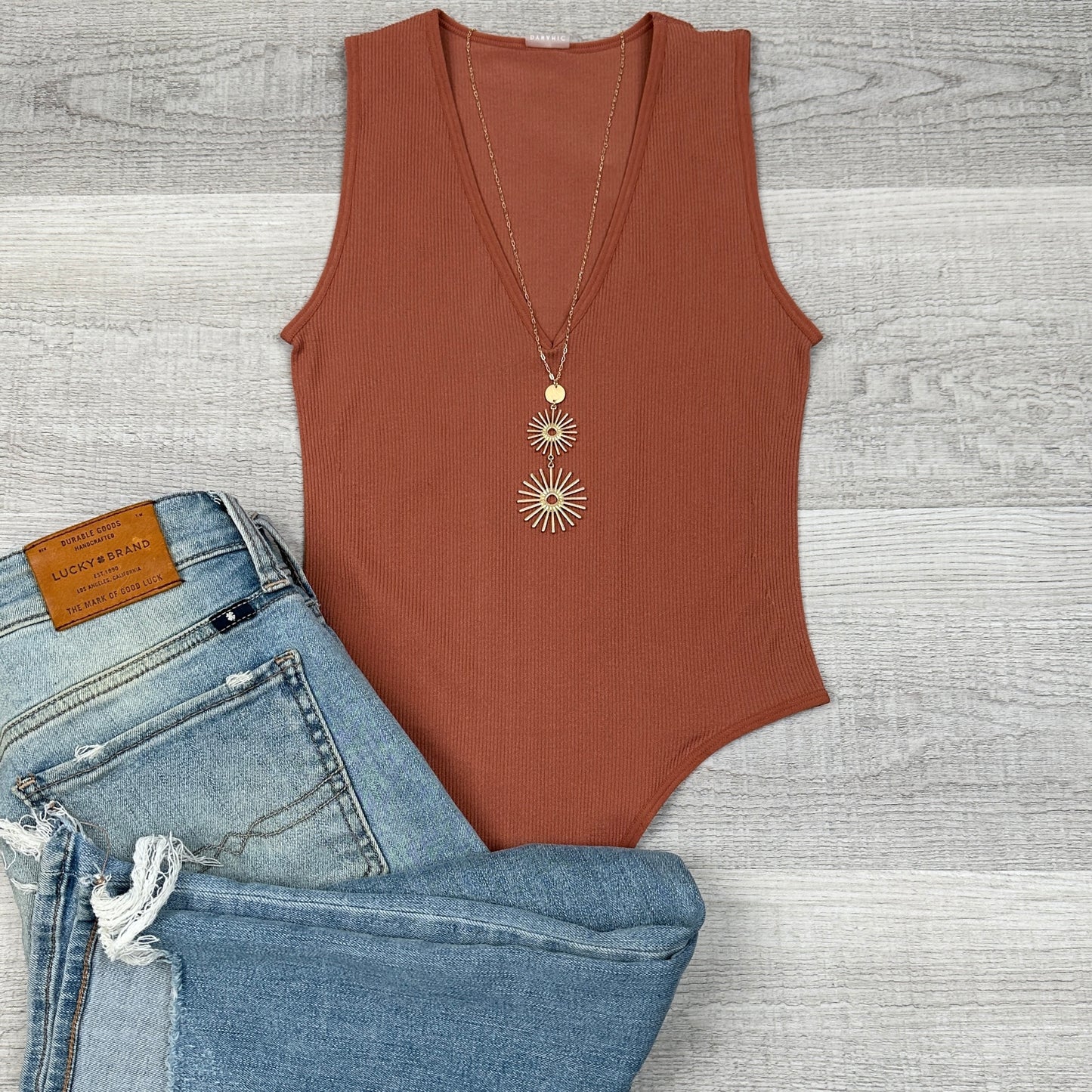 V-neck Ribbed Bodysuit