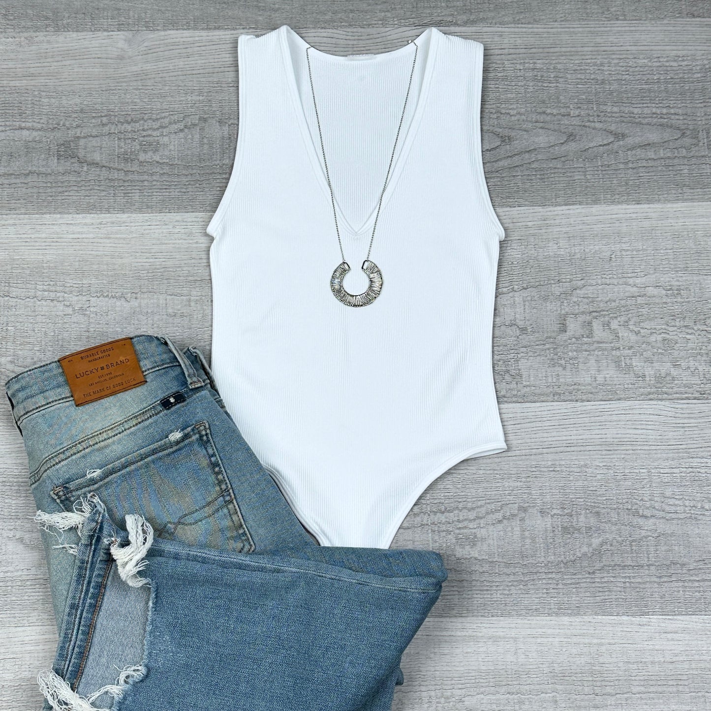 V-neck Ribbed Bodysuit