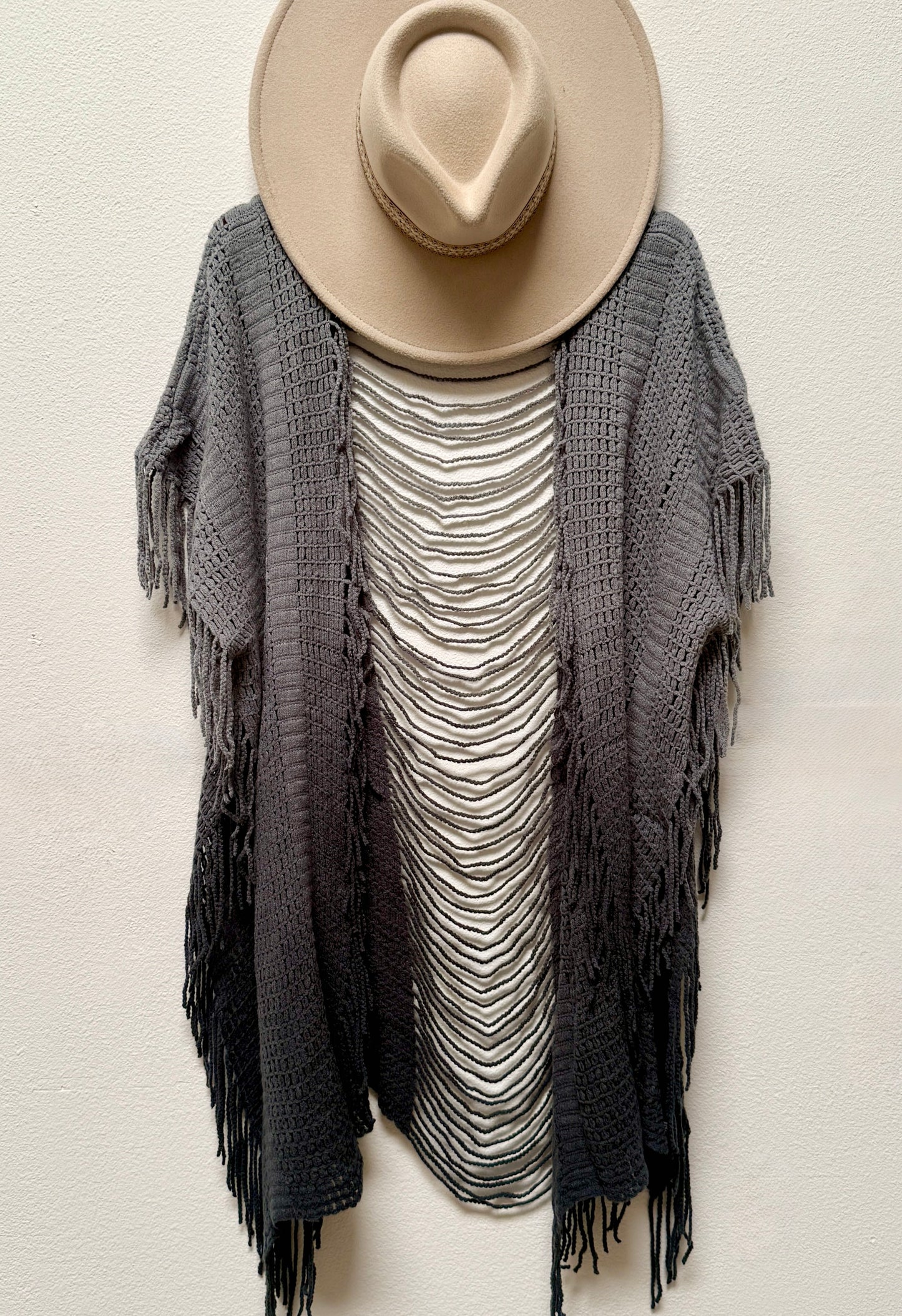 Eli Fringe Ombre ruana/ Cardigan