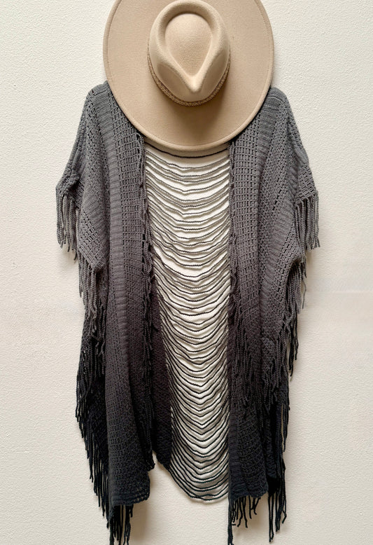 Eli Fringe Ombre ruana/ Cardigan