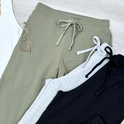Straight Wide Leg Sweat Pants | Olive