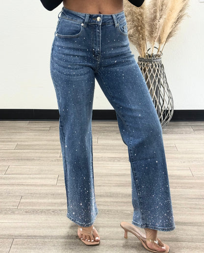 Luz Sparkle High waisted rhinestone jeans 30" INSEAM