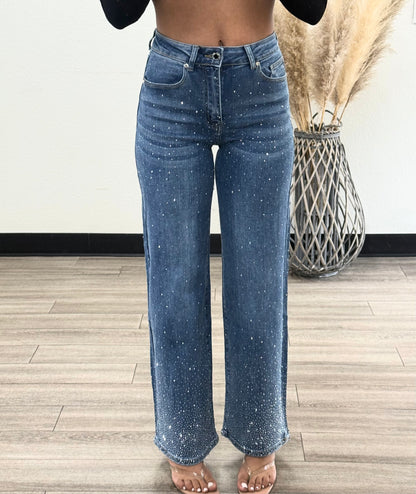 Luz Sparkle High waisted rhinestone jeans 30" INSEAM