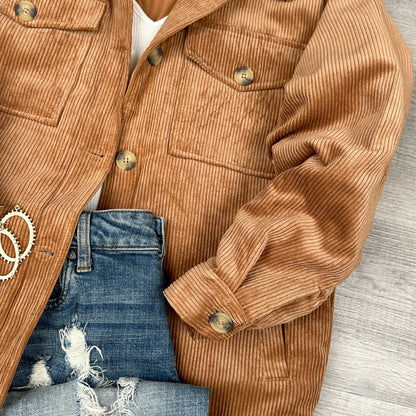 Aria oversized quilted lined corduroy jacket
