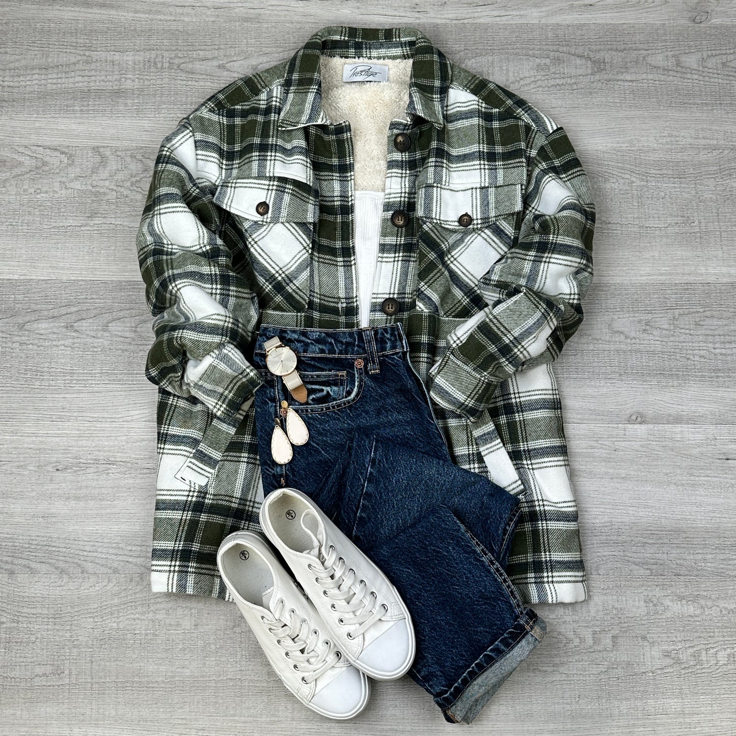 Sherpa Plaid Button Up Jacket