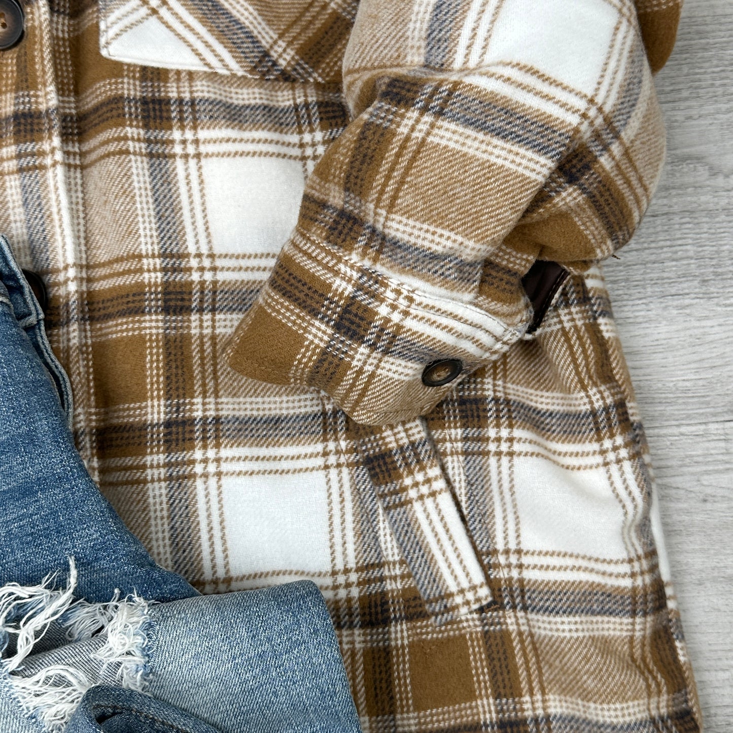 Sherpa Plaid Button Up Jacket