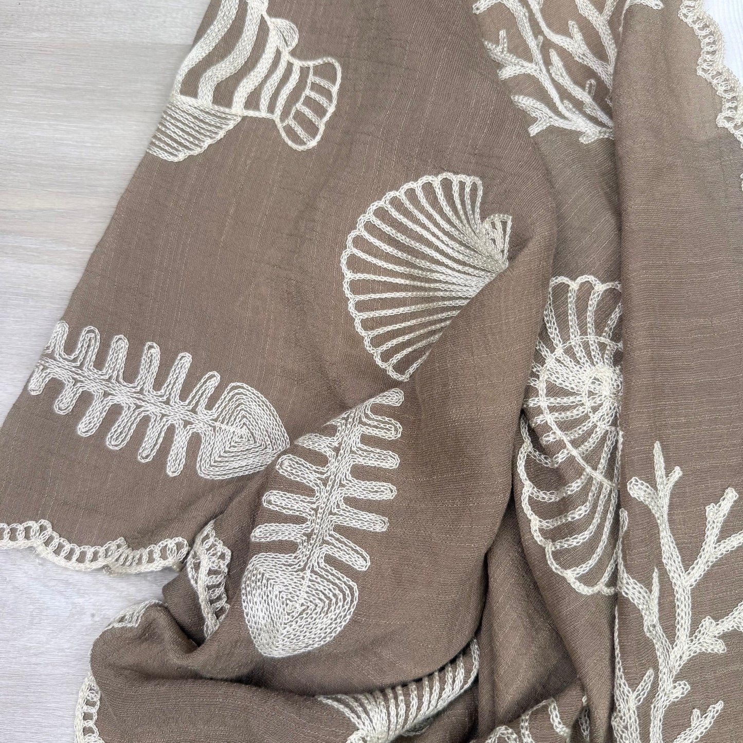 Vallarta Seashell Embroidered Kimono Beach Cover Up