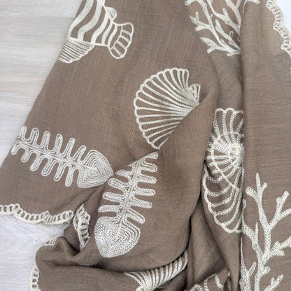 Vallarta Seashell Embroidered Kimono Beach Cover Up