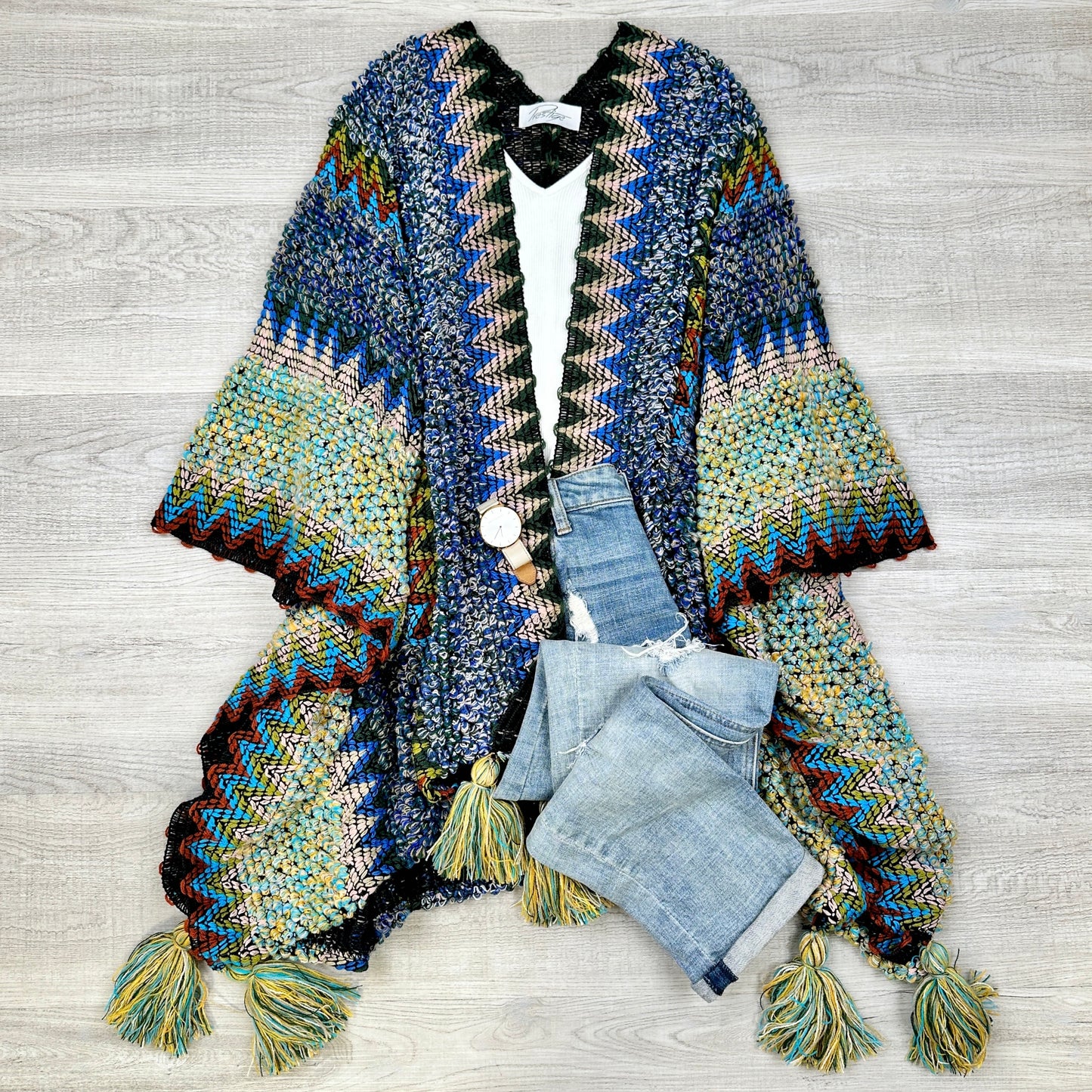 Dalila Colorful Ruana/ Cardigan