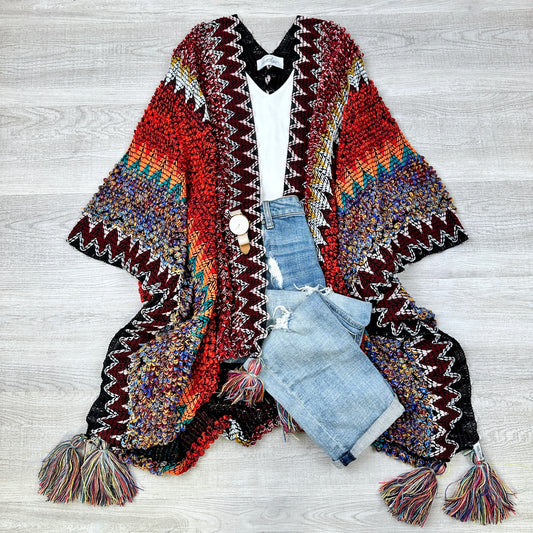 Dalila Colorful Ruana/ Cardigan