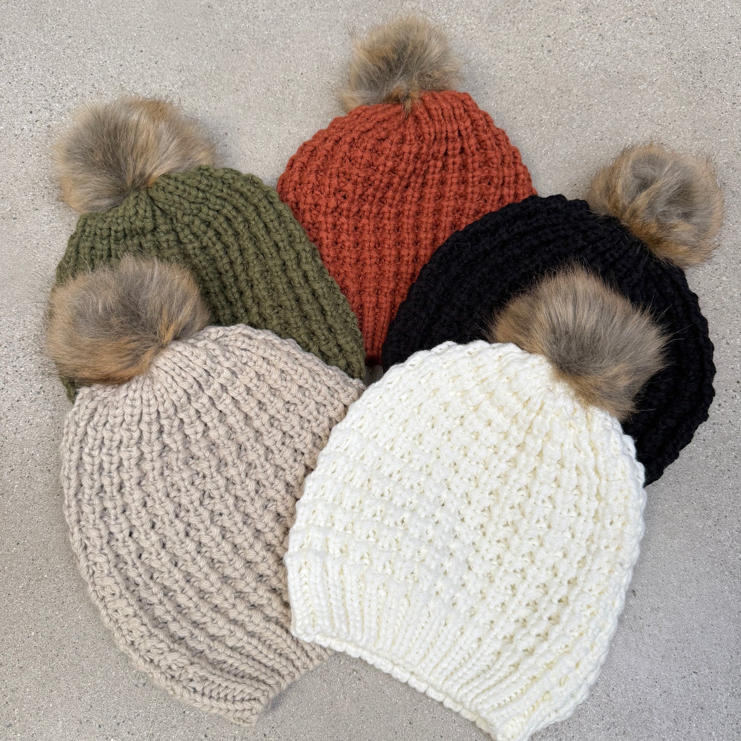 Aspen Textured Knit Beanie with Pom Pom