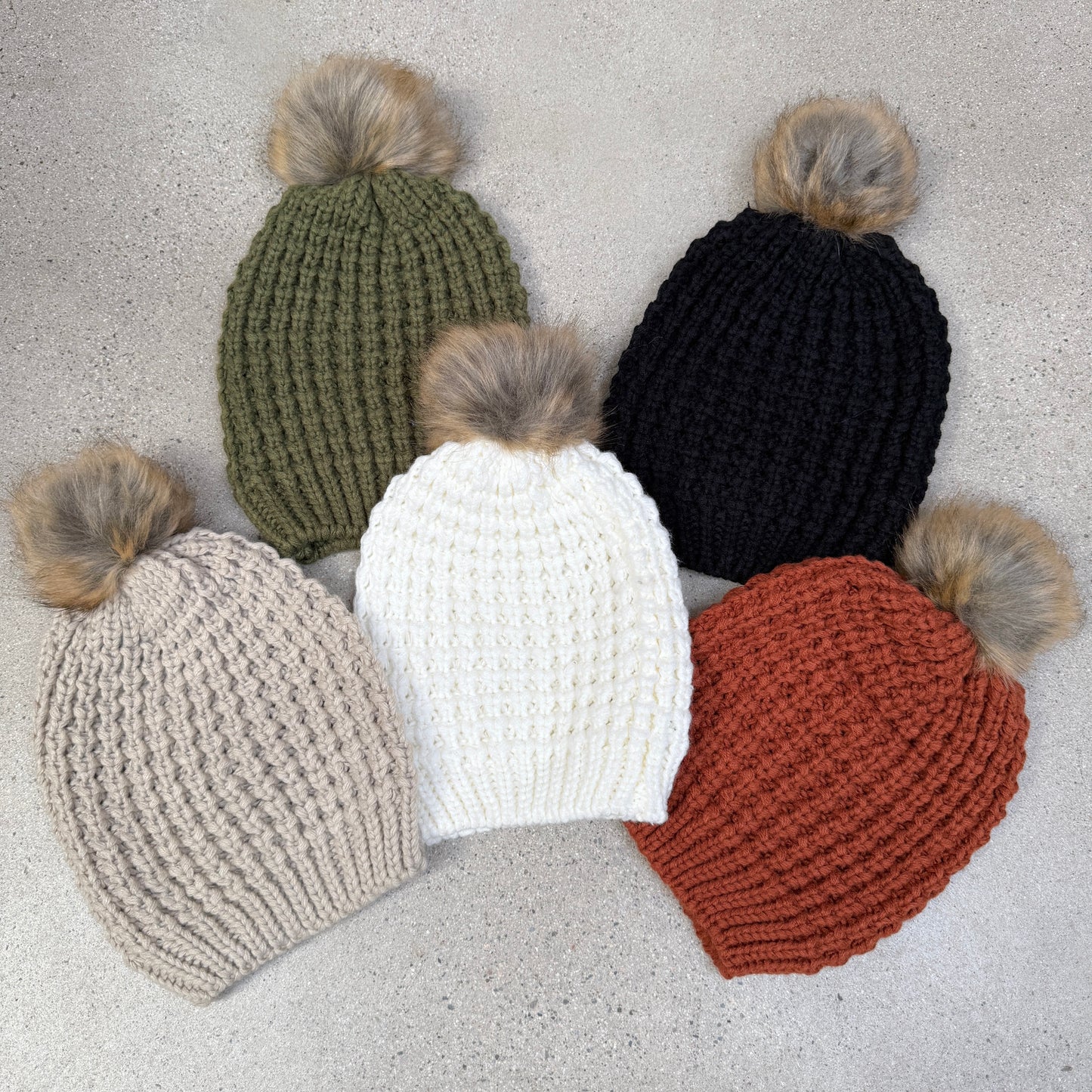 Aspen Textured Knit Beanie with Pom Pom