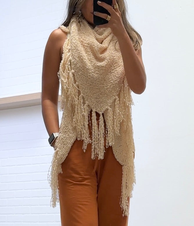 Susan Cozy Tassel Knit Wrap scarf