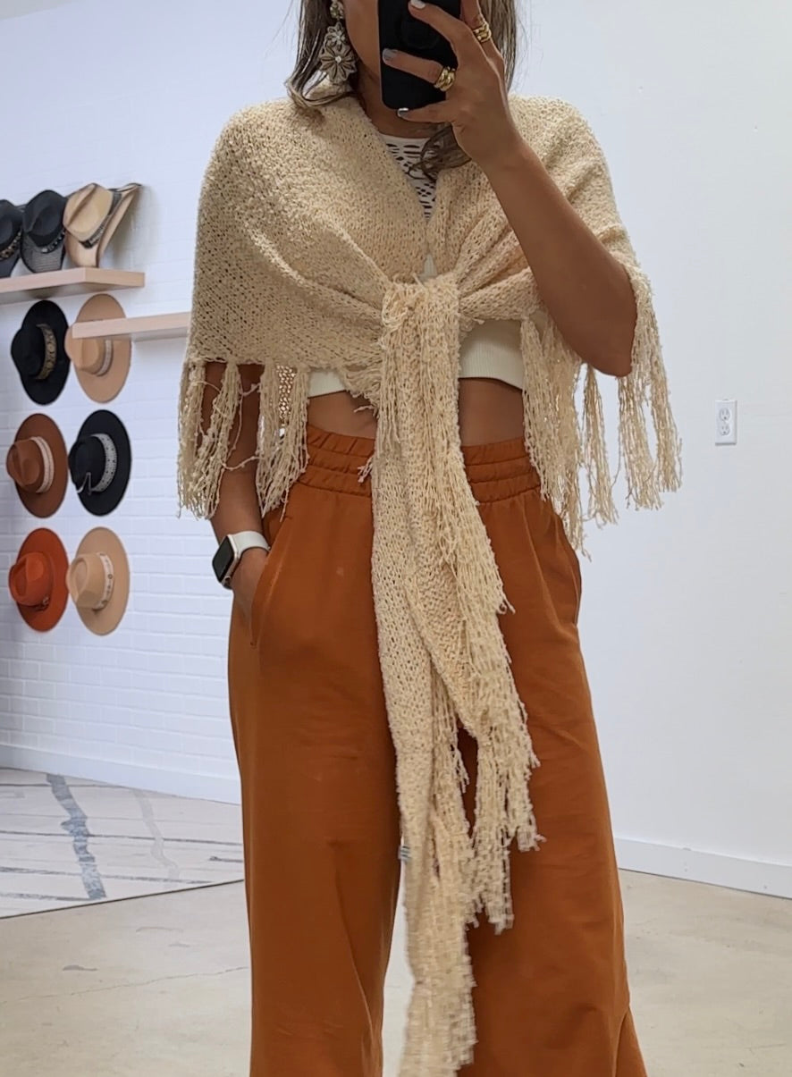 Susan Cozy Tassel Knit Wrap scarf