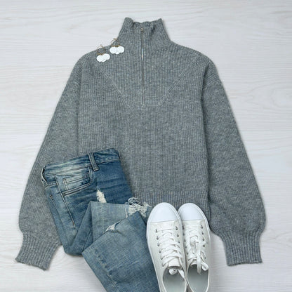 Lucy mock neck half zip sweater