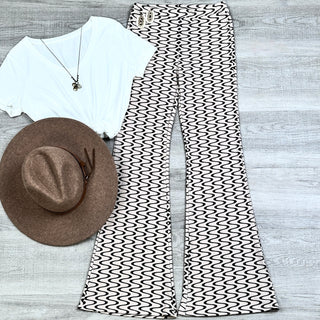 Wavy Print high waisted Flare pants