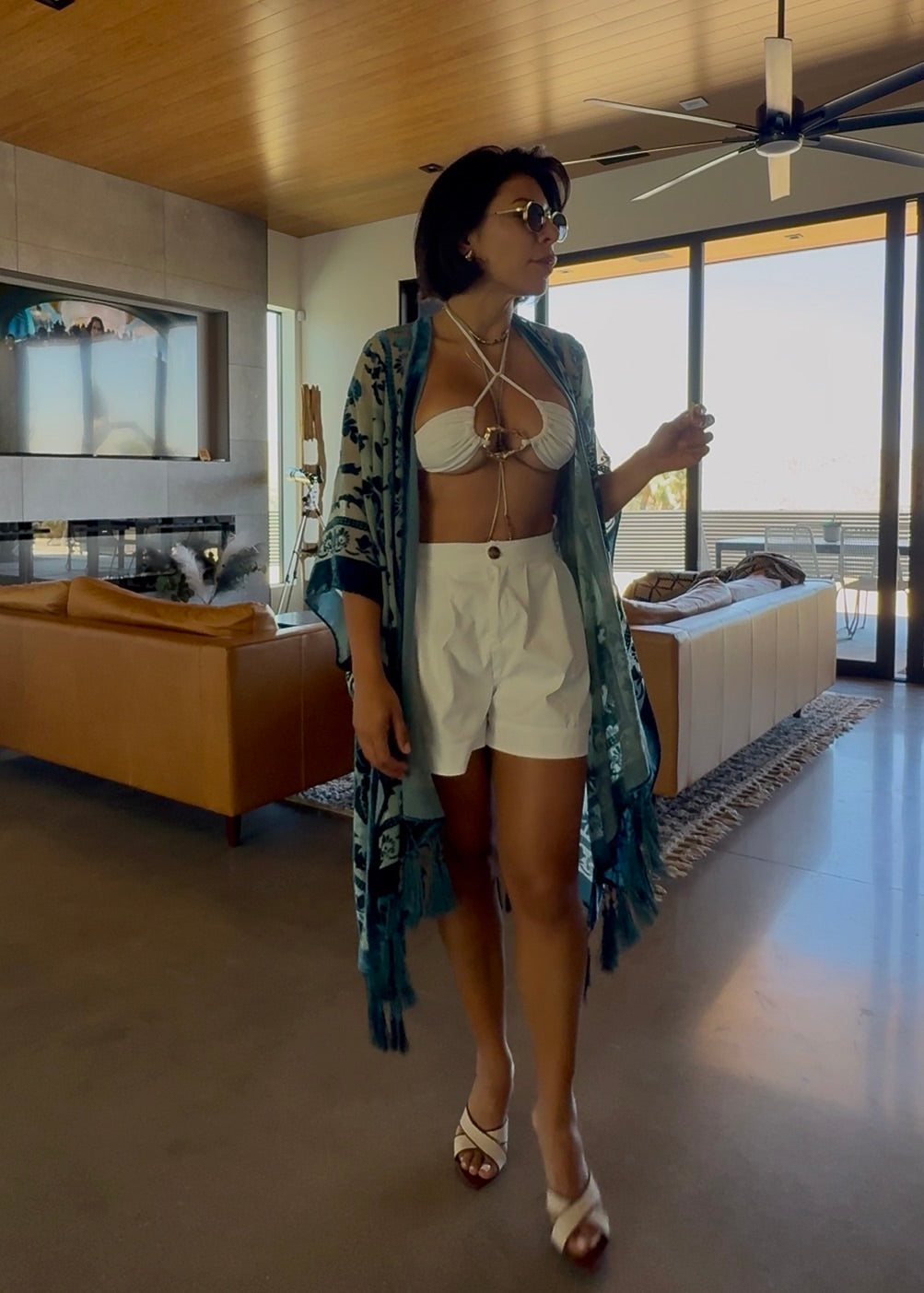 Regina Velvet Mesh Boho Kimono Beach Cover duster