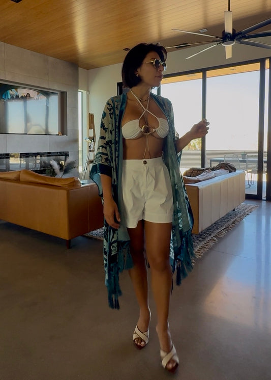 Regina Velvet Mesh Boho Kimono Beach Cover duster