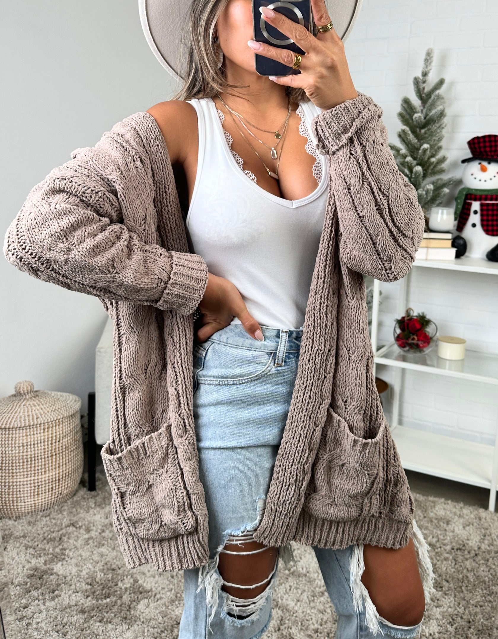 Soft Knit Eyelet Cardi Sweater (Plus)