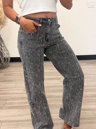Alina Sparkle rhinestone jeans high waisted 30" inseam