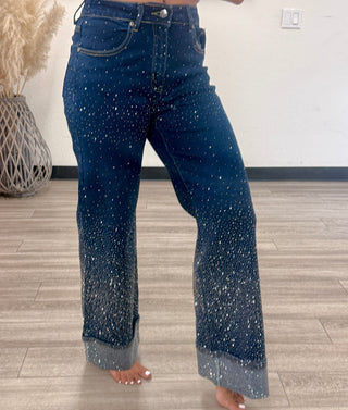 Lumi cuffs detail High-Waisted Sparkle Jeans Must Have 31" Inseam