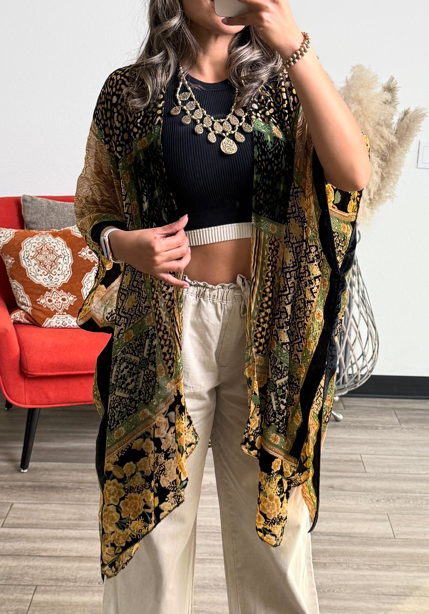 Alice Burnout Bohemian Velvet Kimono