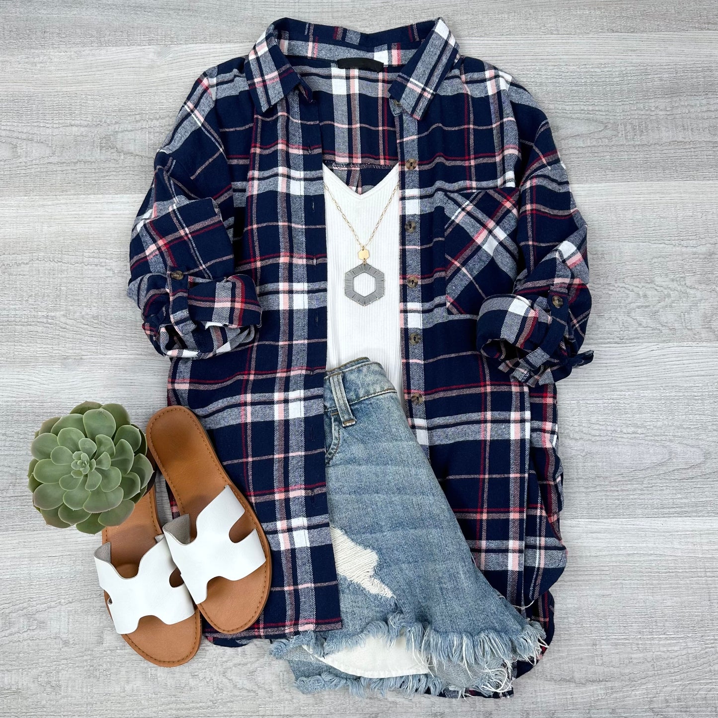 Everyday Casual Oversized Long Sleeve Flannel | Red/Black