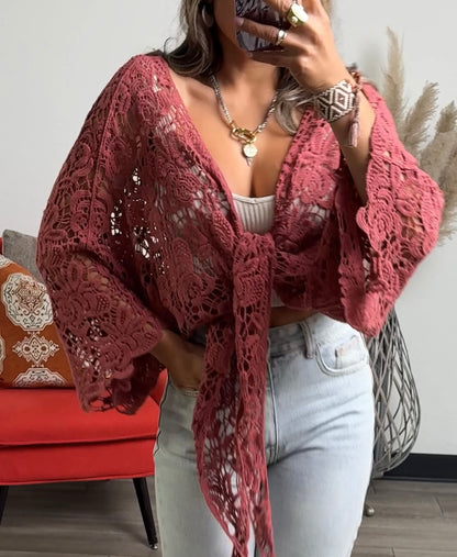 Layla Embroidered  Floral Kimono Wrap