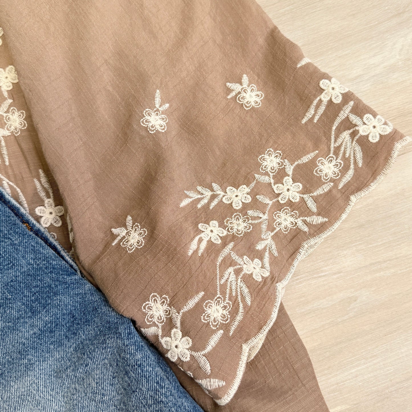 Denise  Floral Embroidered Lightweight Kimono Cardigan