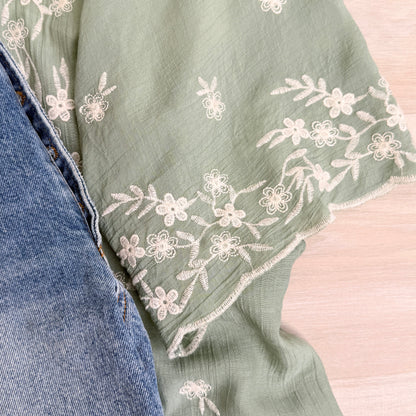 Denise  Floral Embroidered Lightweight Kimono Cardigan