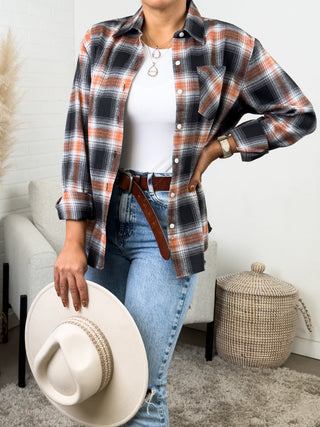 Oversized Long Sleeve Button Up Plaid Fall Flannel