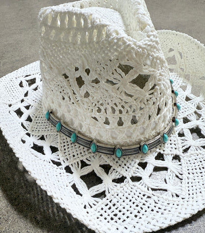 Yvette Silver Chain detail cowgirl hat
