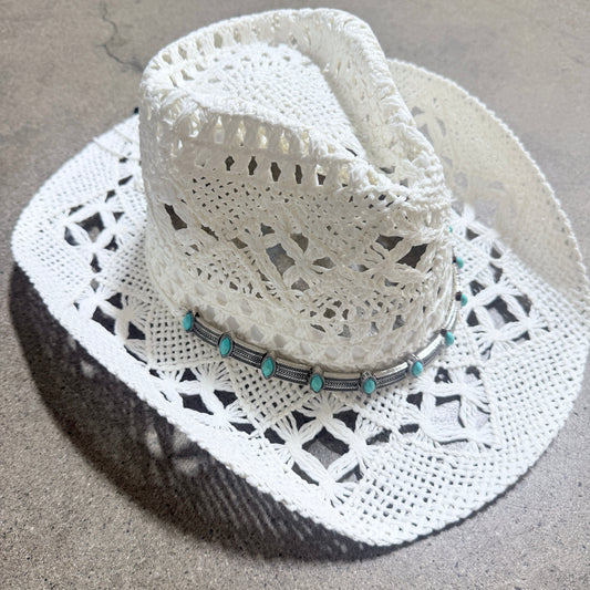 Yvette Silver Chain detail cowgirl hat