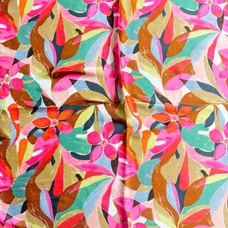 Floral print silky bandana neck scarf