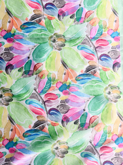 Floral print silky bandana neck scarf