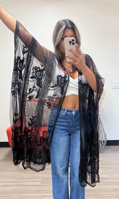 Vivian Lace Embroidered Kimono