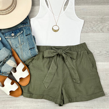 Casual Linen Blend Shorts