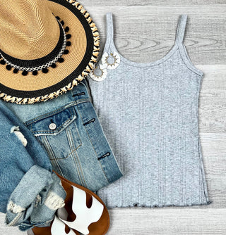 Ribbed Scoop neck Tank Top
