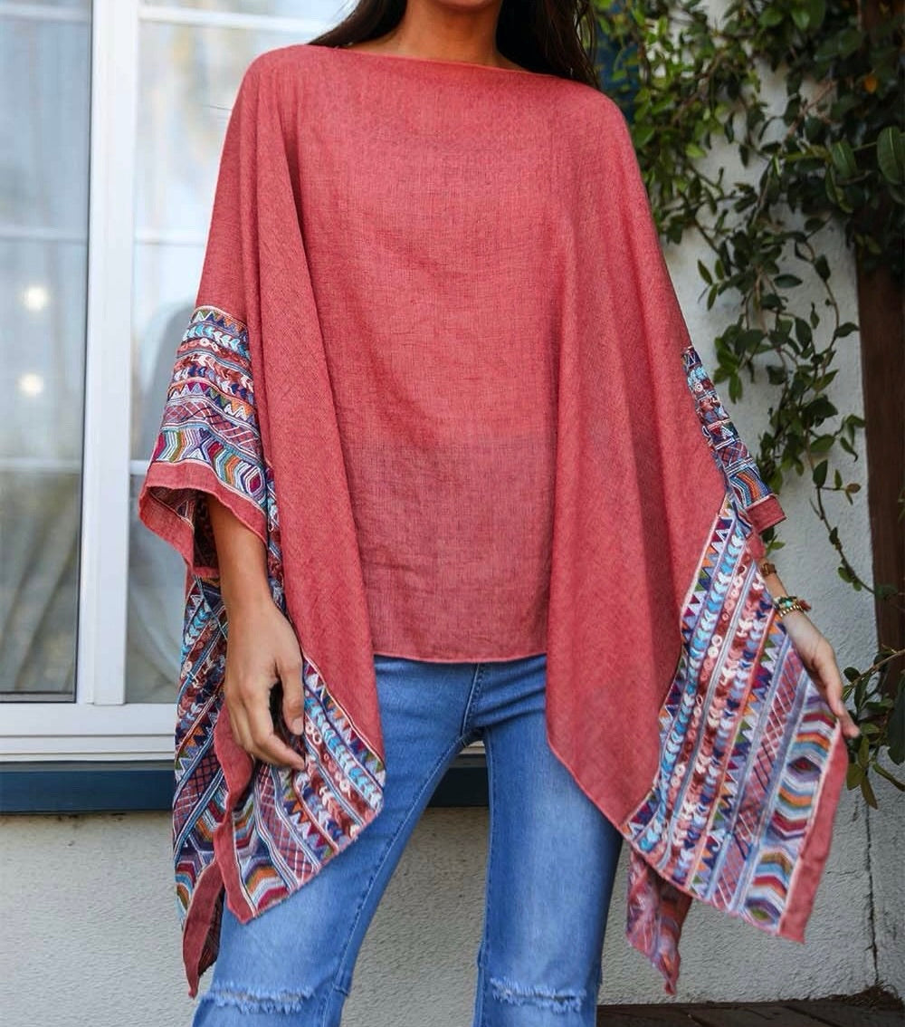 Judy Embroidered Poncho Top