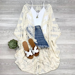 Emily Embroidered Boho Mesh Kimono