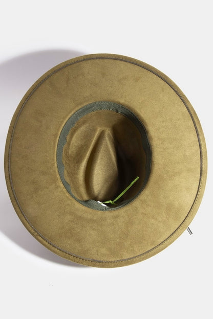 Lari Double Cord Accent Faux Suede Fedora Hat