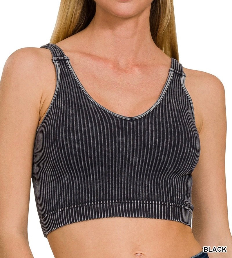 Eli Ribbed Cropped Seamless V-Neck Tank Top