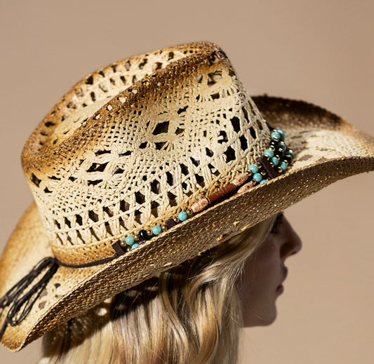 Angelina Weaved Beaded Cowboy hat