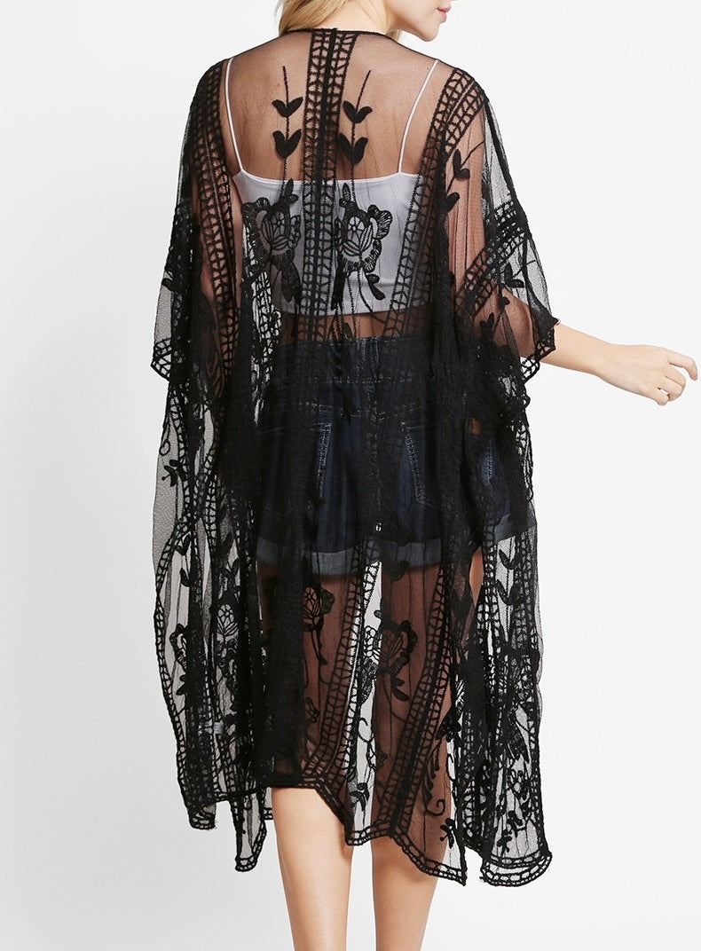 Vivian Lace Embroidered Kimono