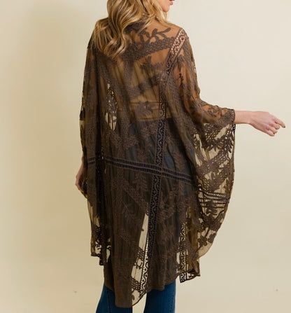 Emily Embroidered Boho Mesh Kimono
