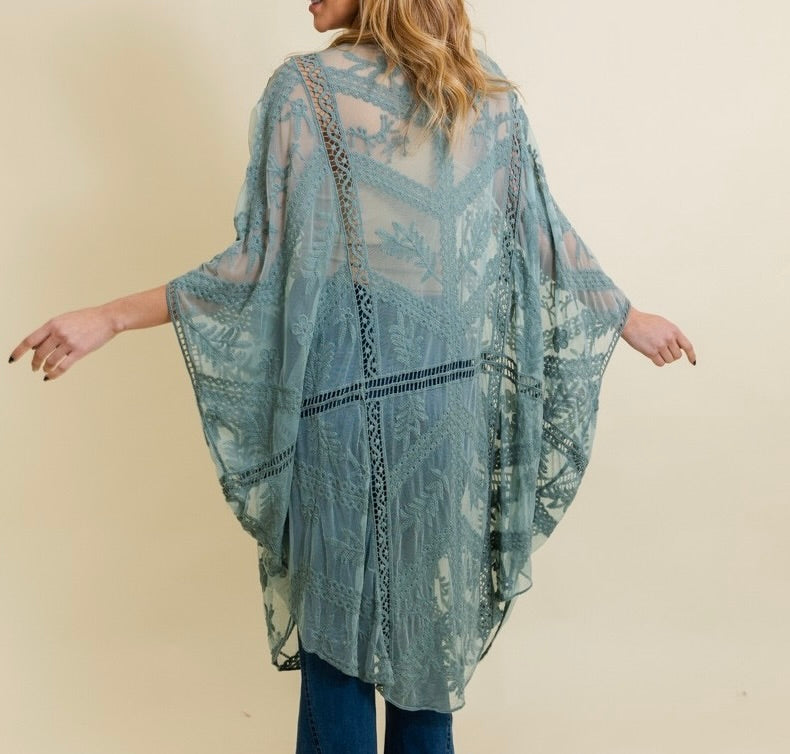 Emily Embroidered Boho Mesh Kimono