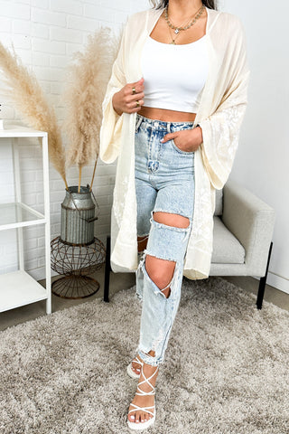 Embroidered Floral  Vine Lace Cardigan