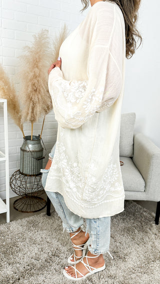 Embroidered Floral  Vine Lace Cardigan
